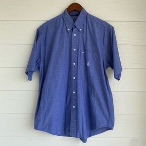 Nautica Blue Chambray Short Sleeve Button Down Shirt Men’s Size Med 100% Cotton